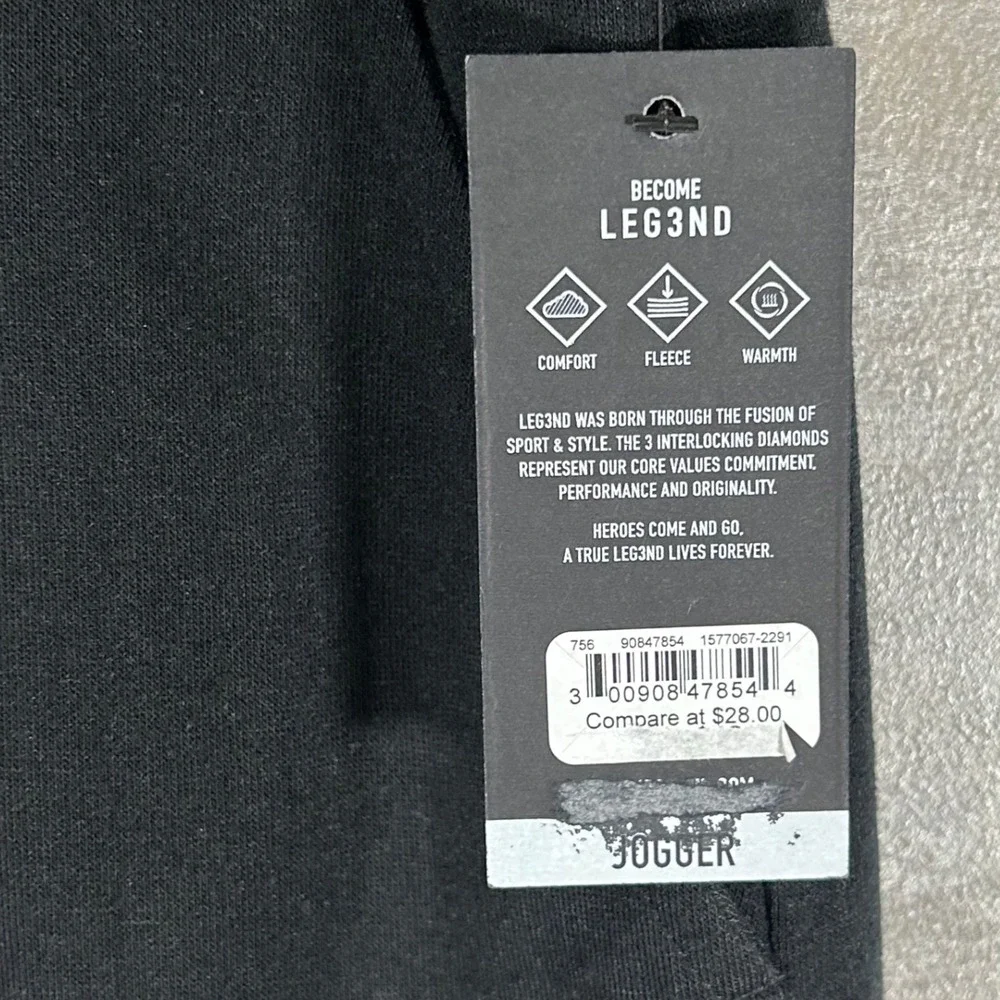 Leg3nd Mens Black Fleece Cargo Joggers Techwear Utility Sweatpants Small NEW